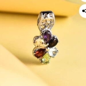 🆕️ MULTI GEMSTONE FLORAL PENDANT IN STAINLESS STEEL 2.85 CTW